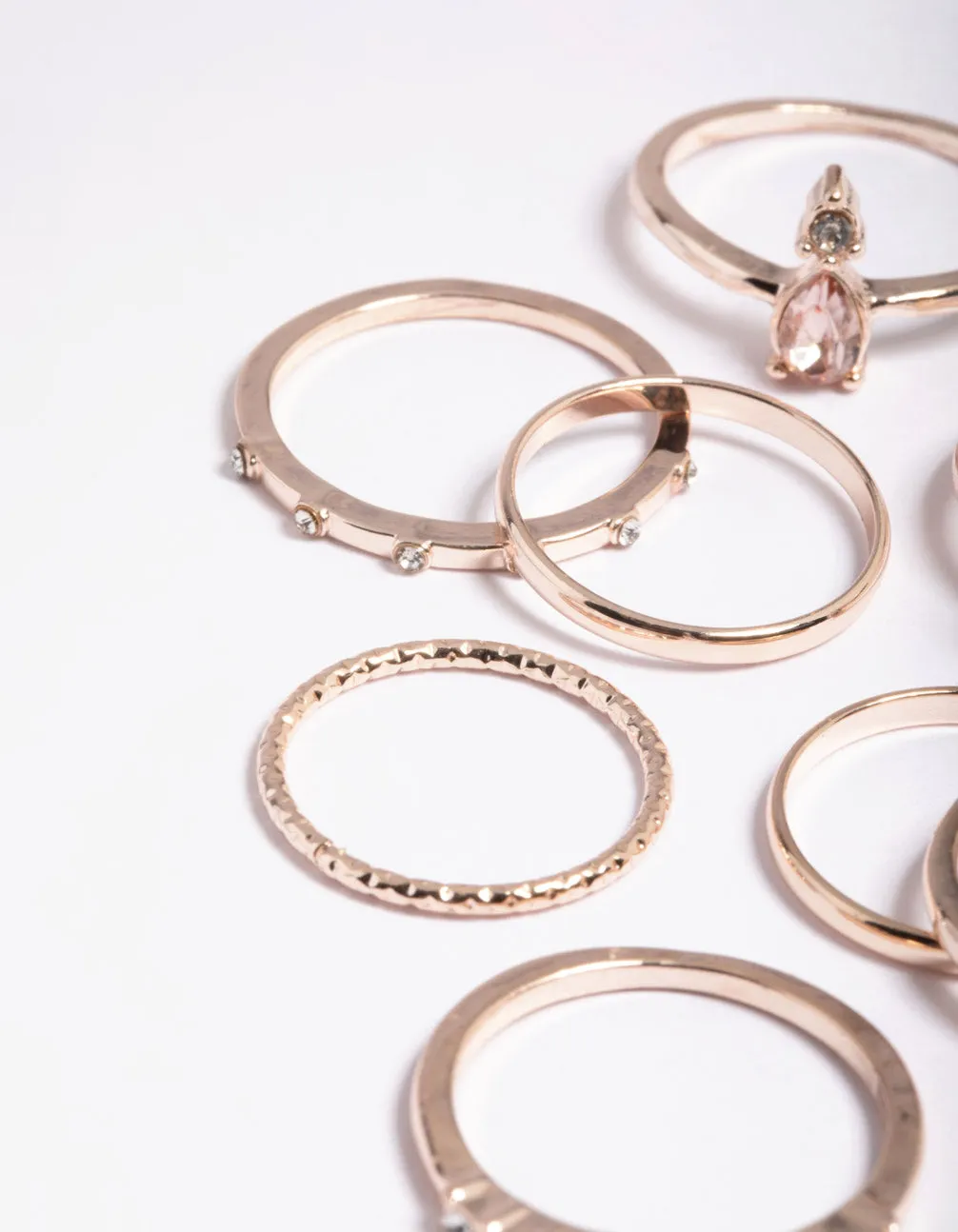 Rose Gold Stone & Band Mix Ring Pack