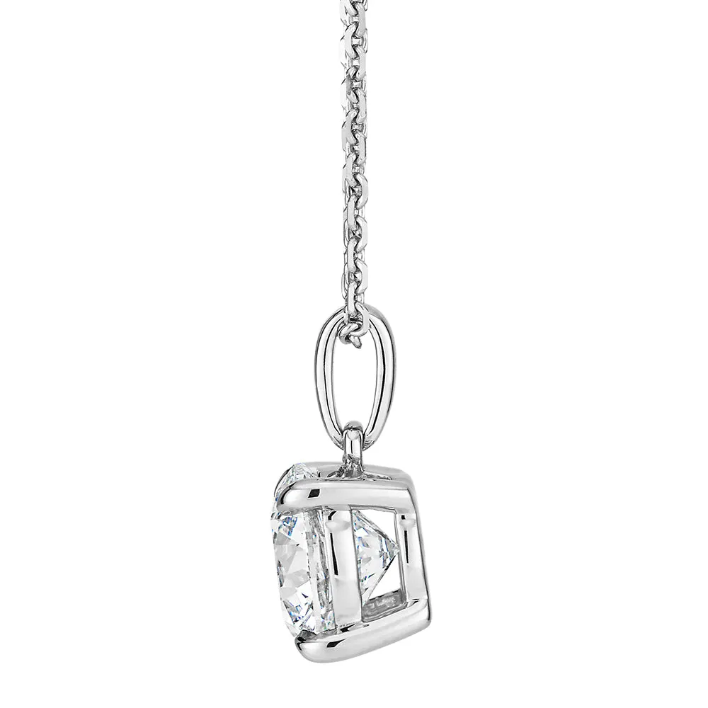 Signature Simulant Diamond 1.50 carat* round brilliant solitaire pendant in 14 carat white gold