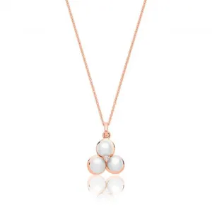 Silver & Co Rose Gold Plated Pearl Cubic Zirconia Pendant SPG0077R