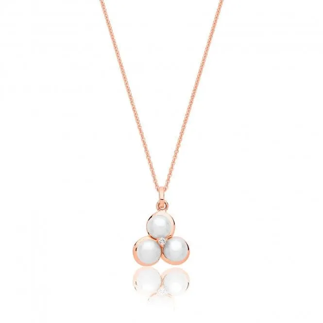 Silver & Co Rose Gold Plated Pearl Cubic Zirconia Pendant SPG0077R