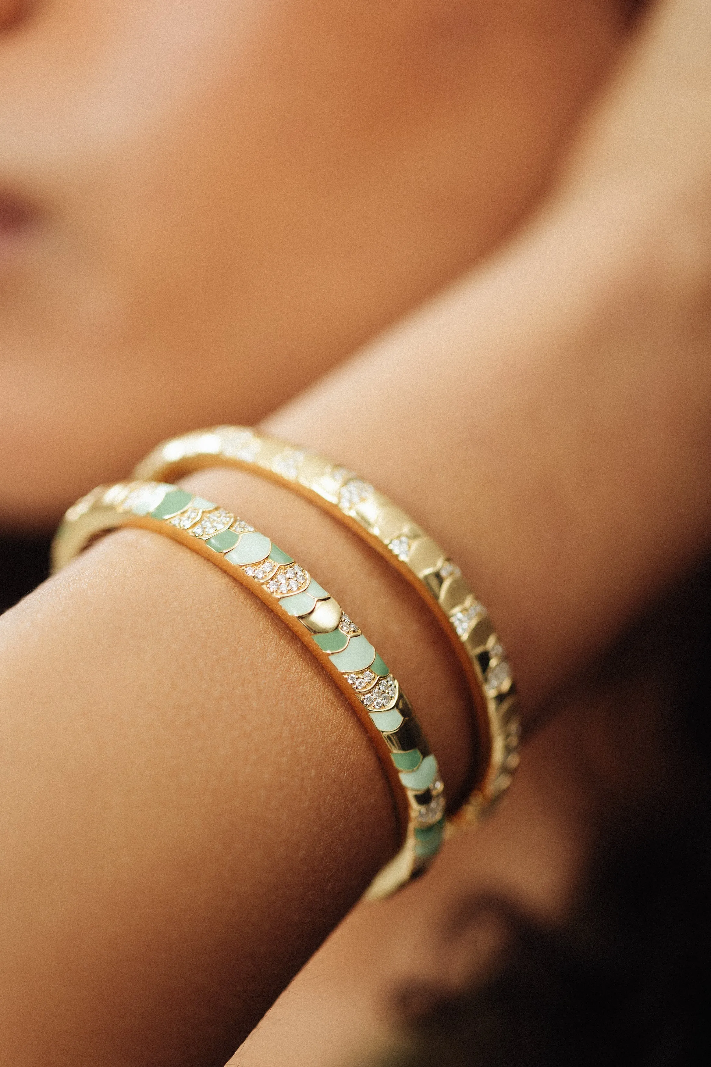 Slim Aegean Cuff - Enamel and Diamonds