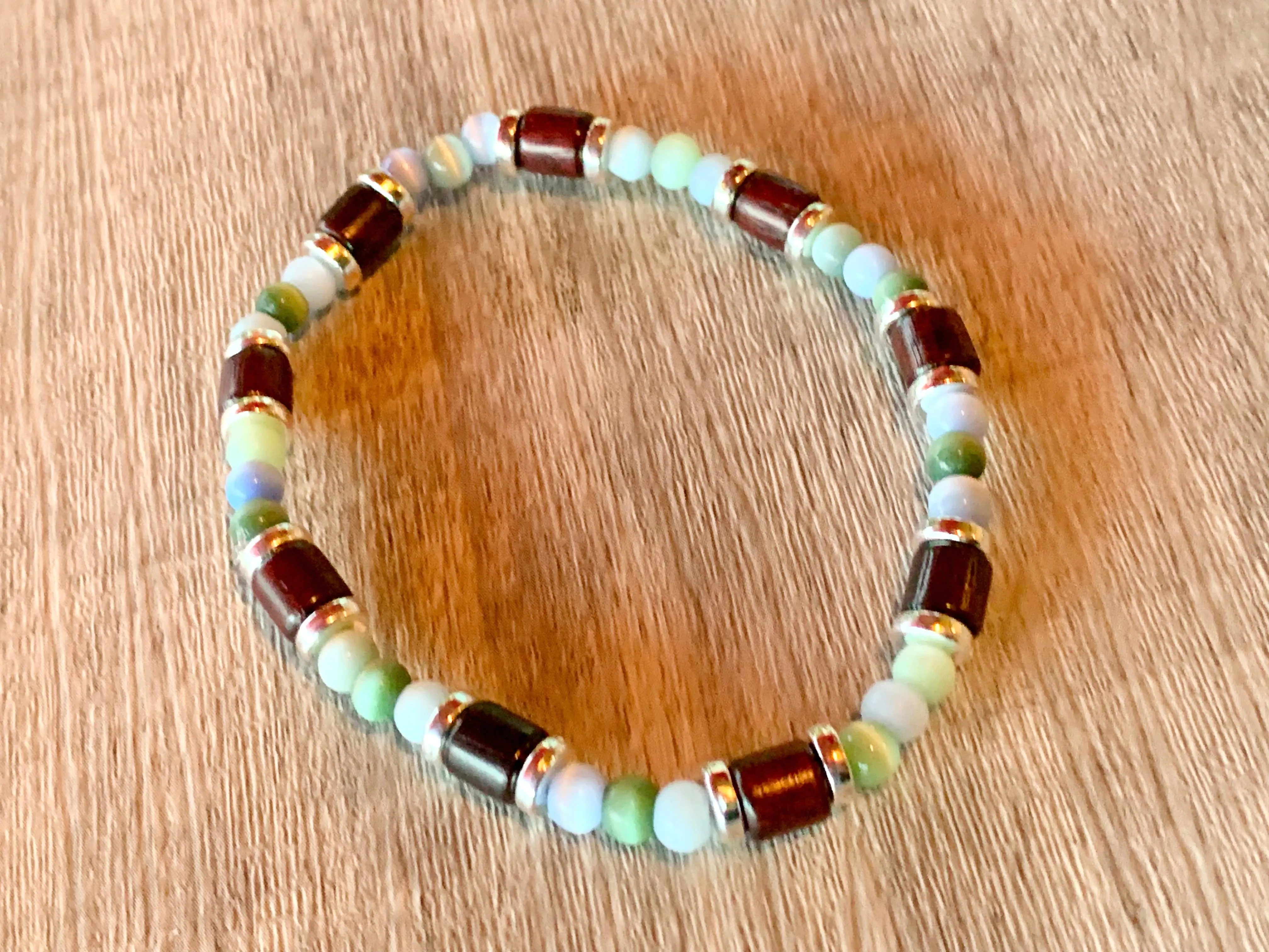 Spencer Handmade Cats Eye and Wood Expandable Bracelet/ Anklet