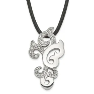 Stainless Steel Stylish C.Z Pendant Necklace