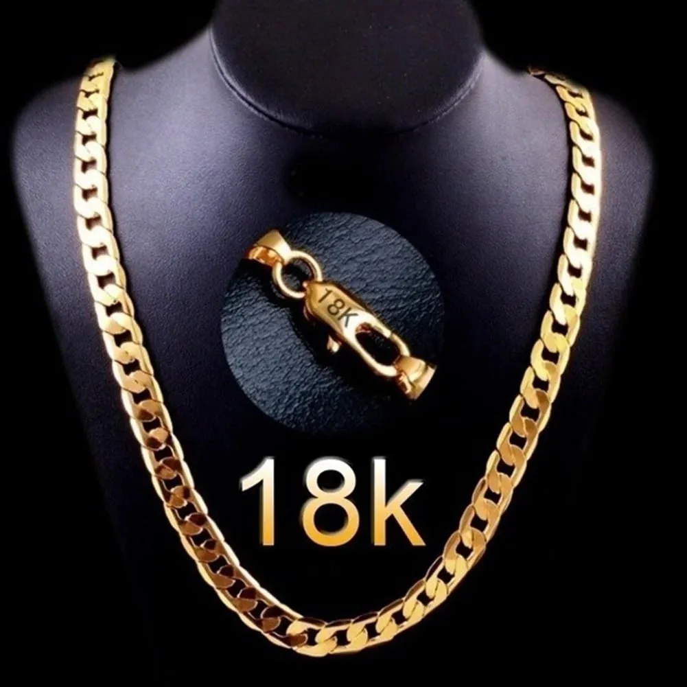 Stylish 18K Gold Cuban Chain Necklace for Men - Perfect 24-Inch Jewelry Gift