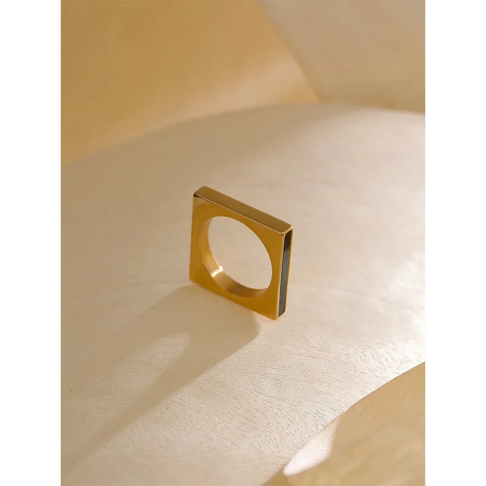 TEEK - Minimalist Geometric Square Stainless Steel Ring