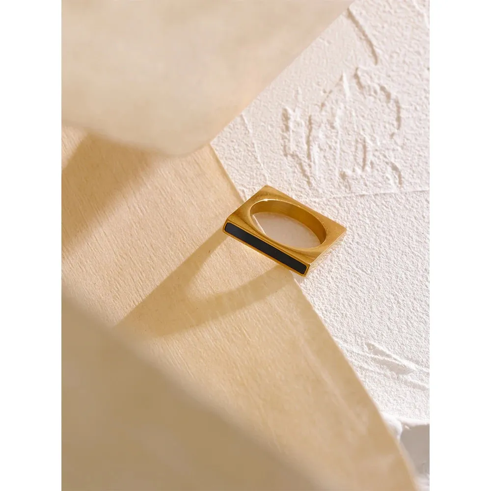 TEEK - Minimalist Geometric Square Stainless Steel Ring