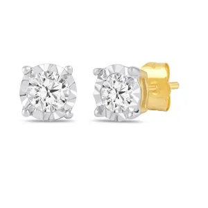 Tia Miracle Stud Earrings with 0.10ct of Diamonds in 9ct Yellow Gold