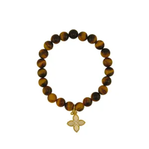 TIGER EYE BRACELET WITH CLOVER