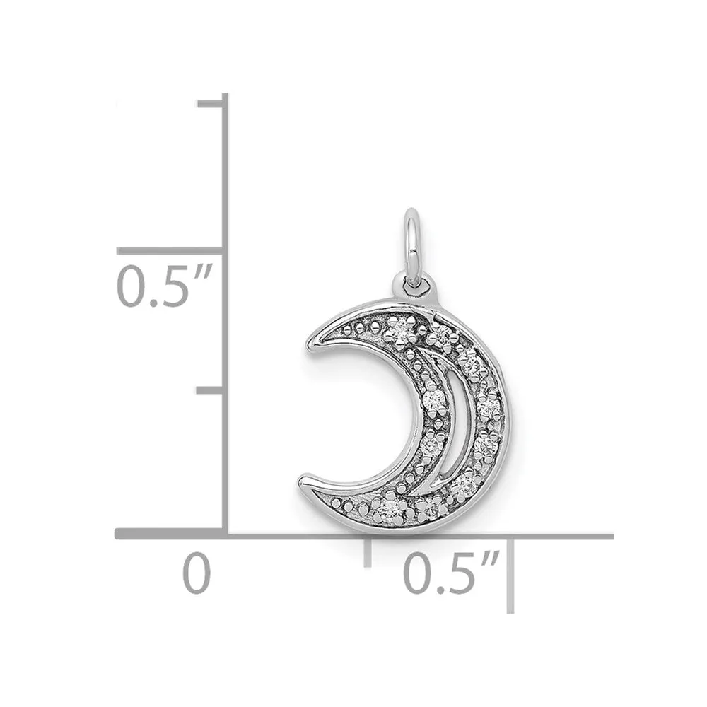 White Gold Diamond Moon Necklace Pendant Model-PM5183-005-WA