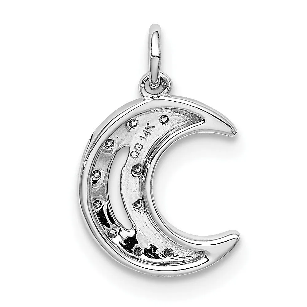 White Gold Diamond Moon Necklace Pendant Model-PM5183-005-WA