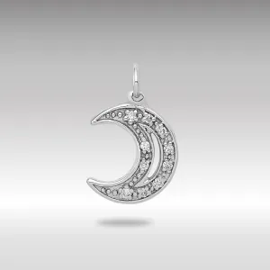 White Gold Diamond Moon Necklace Pendant Model-PM5183-005-WA