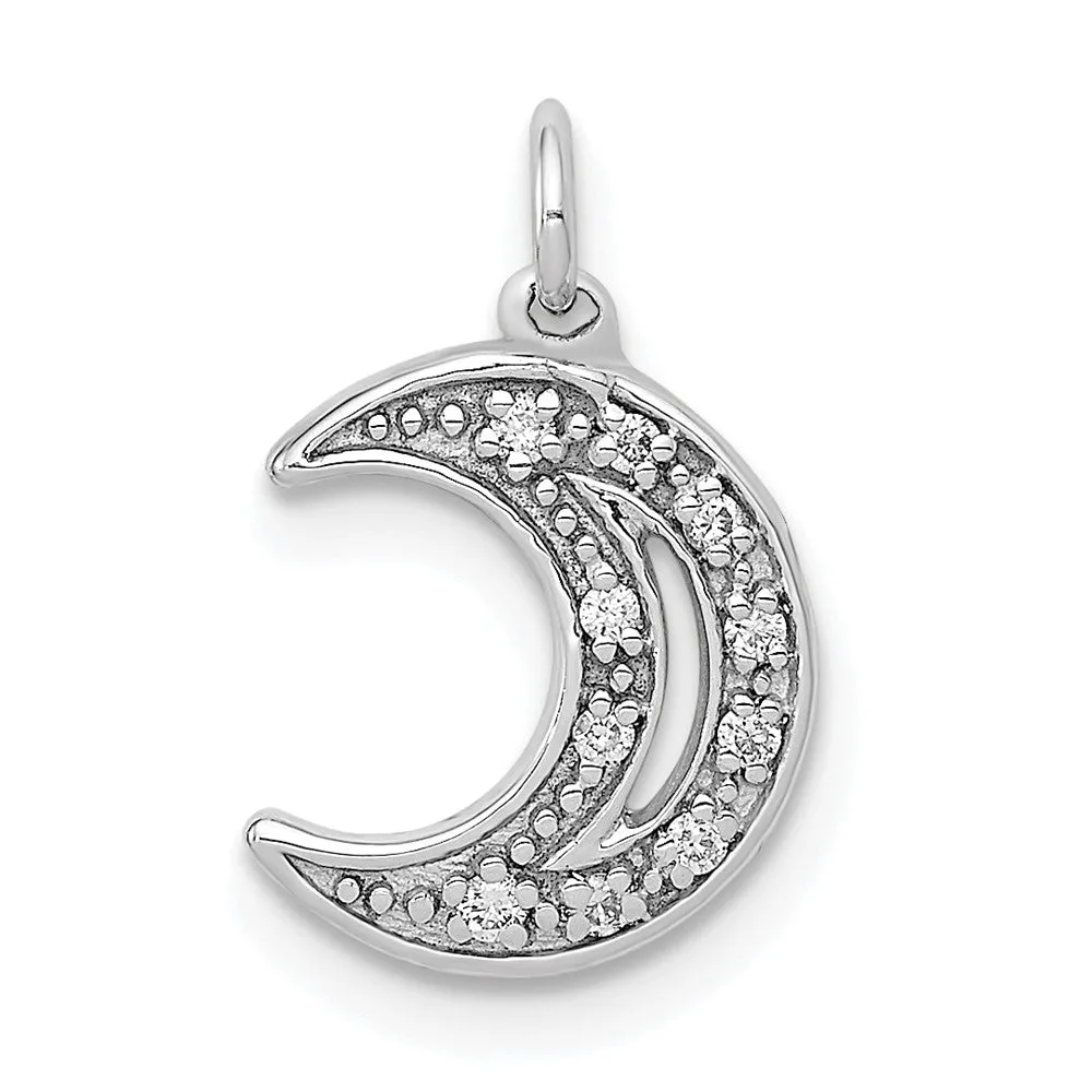 White Gold Diamond Moon Necklace Pendant Model-PM5183-005-WA