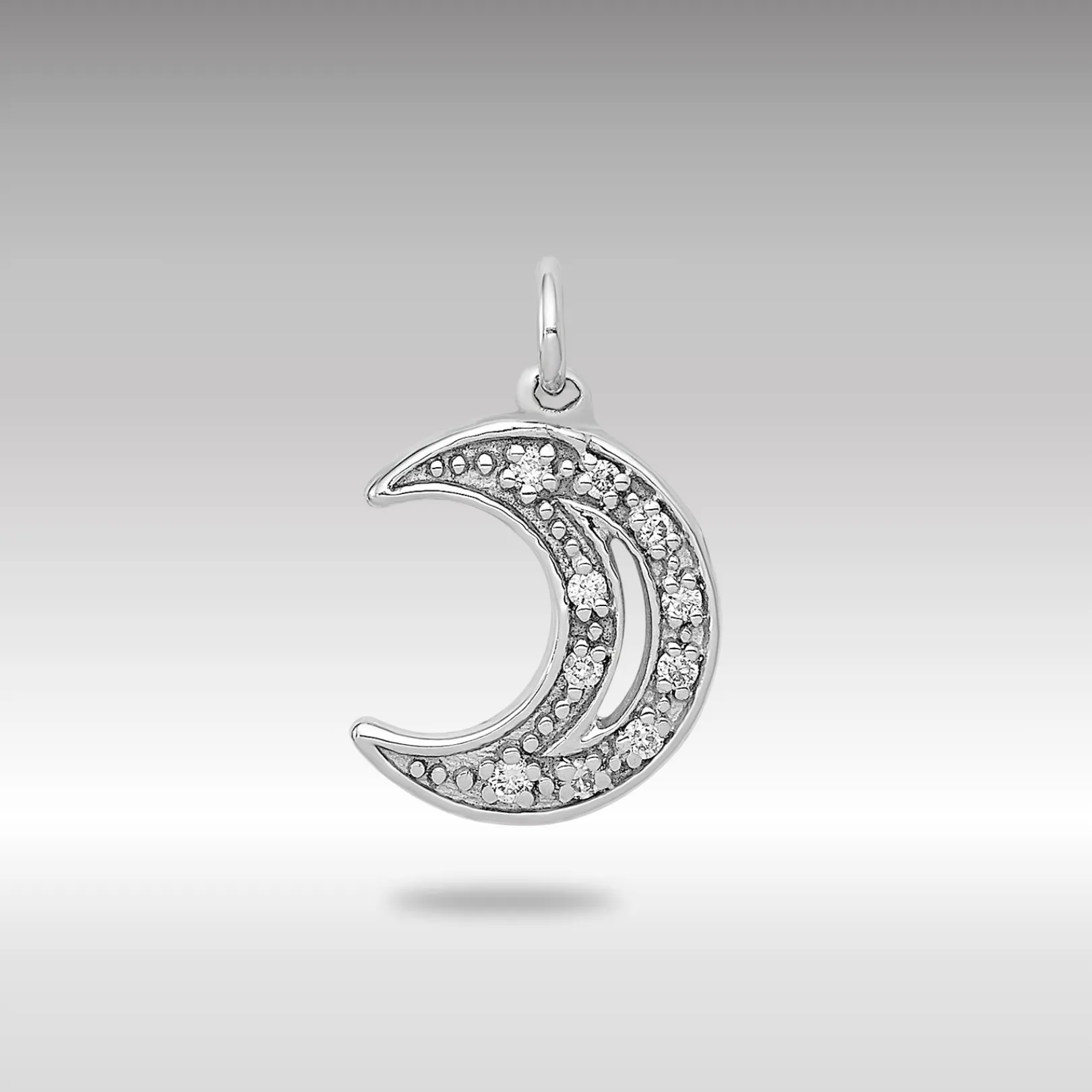 White Gold Diamond Moon Necklace Pendant Model-PM5183-005-WA