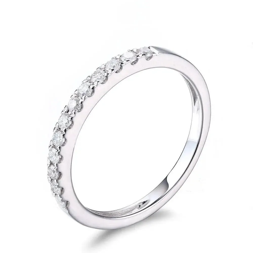 White Gold Plated Silver Moissanite Anniversary Band 0.22ct