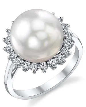 White South Sea Pearl & Diamond Adoration Cocktail Ring