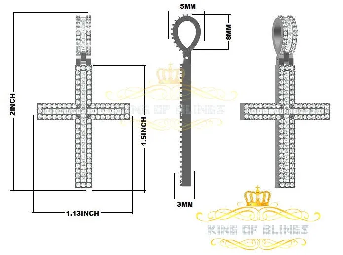 Yellow 925 Sterling Silver Baguette Cross Pendant with 3.22ct Cubic Zirconia