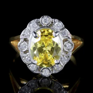 Yellow Quartz Cluster Ring 18Ct Gold Silver