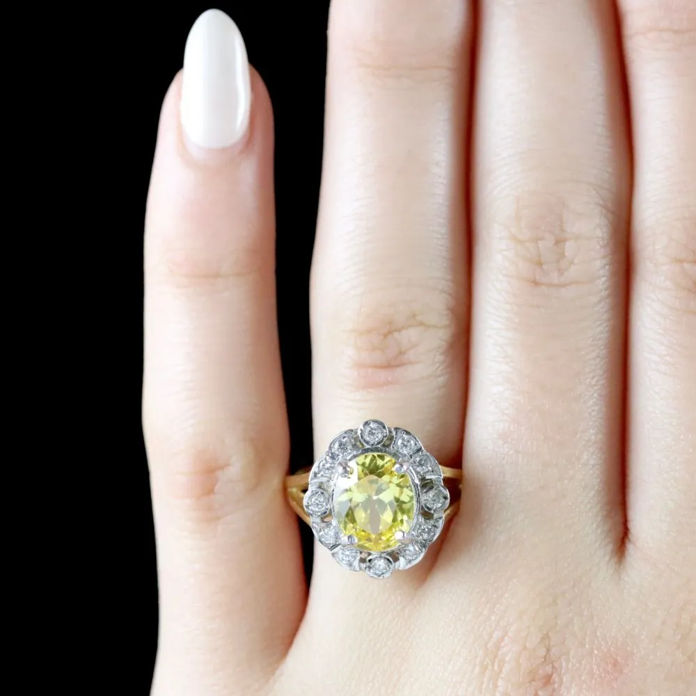 Yellow Quartz Cluster Ring 18Ct Gold Silver